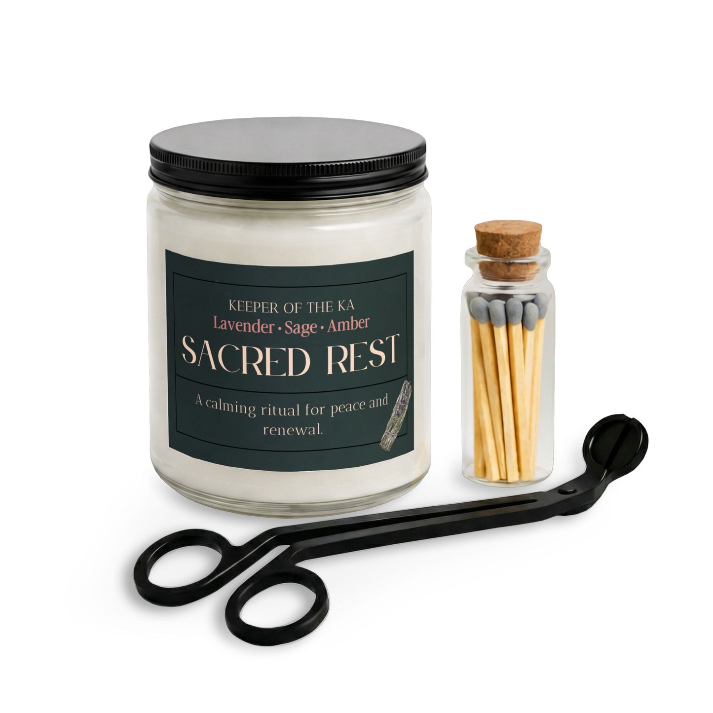 SACRED REST | Lavender, Sage & Amber Luxury Soy Candle Kit