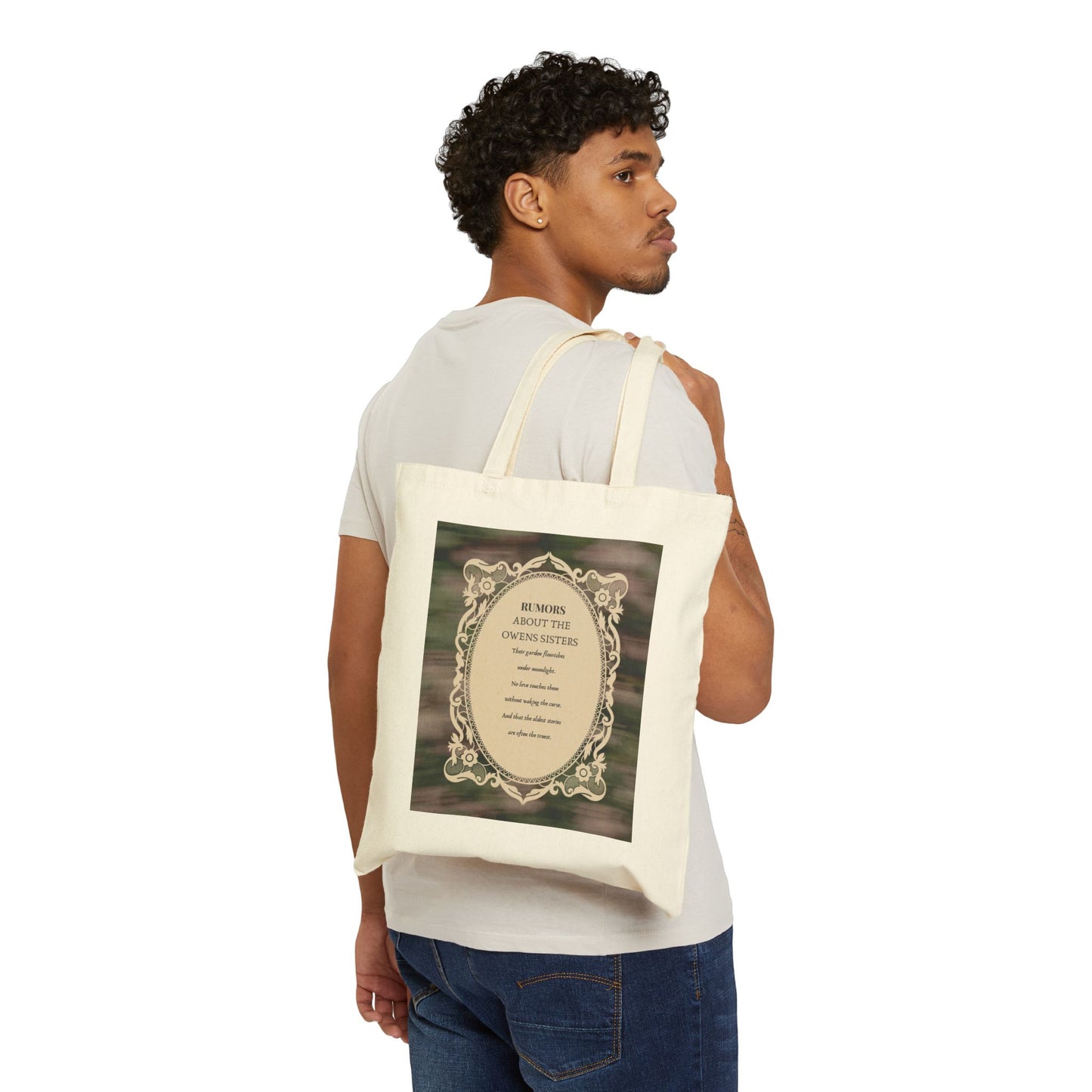 Practical Magic Inspired Owens Sisters Rumors Cotton Canvas Tote Bag in Natural