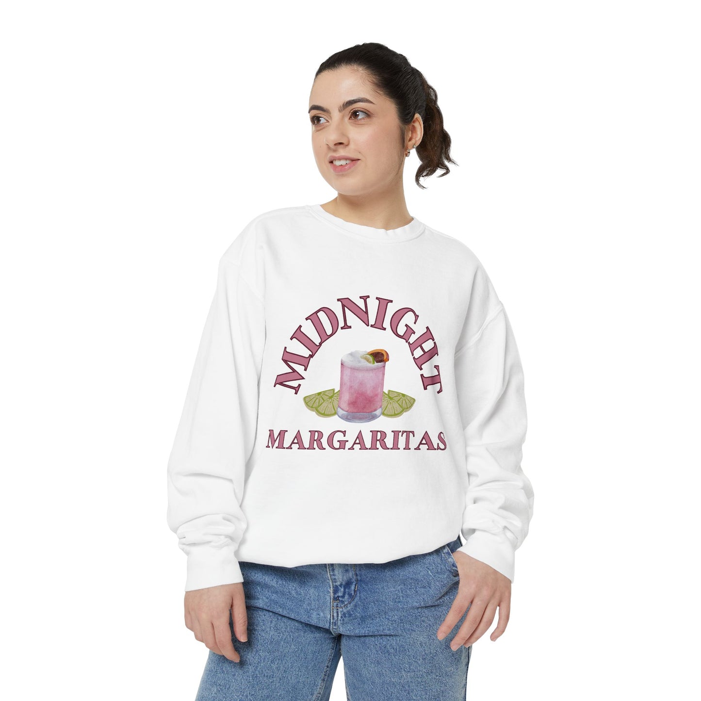 Midnight Margaritas Crewneck Sweatshirt in Salt | Practical Magic Inspired Retro Cocktail Graphic Sweatshirt | Witchy Girls Night Pullover